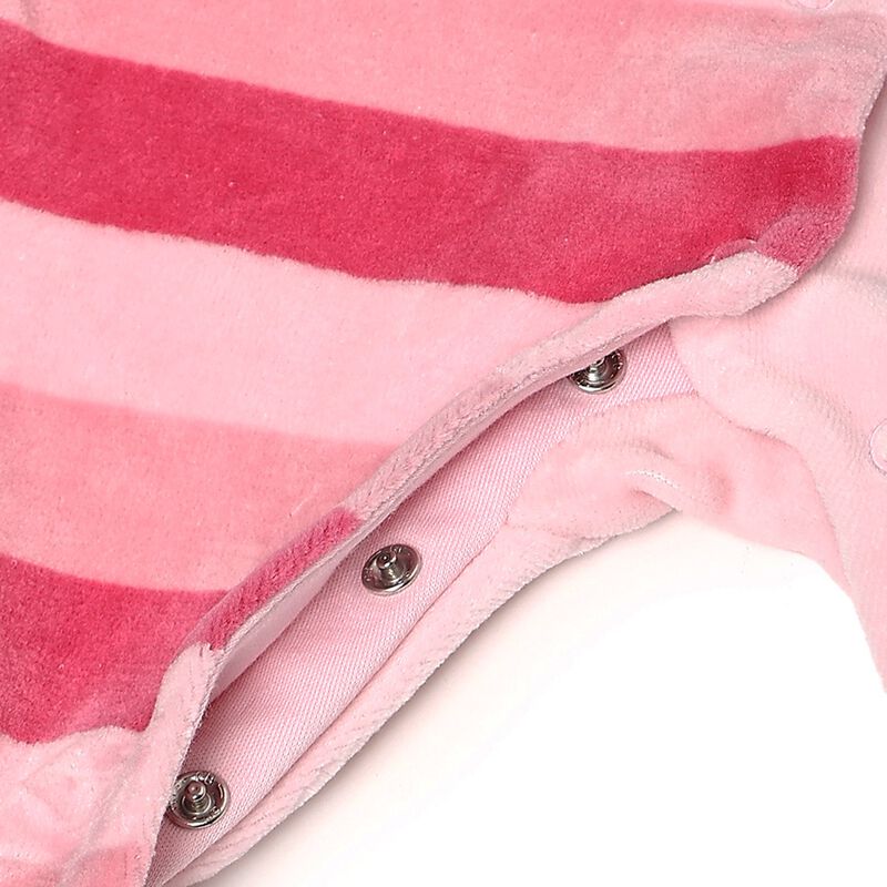 Girls Medium Pink Velour Front Opening Babysuit image number null